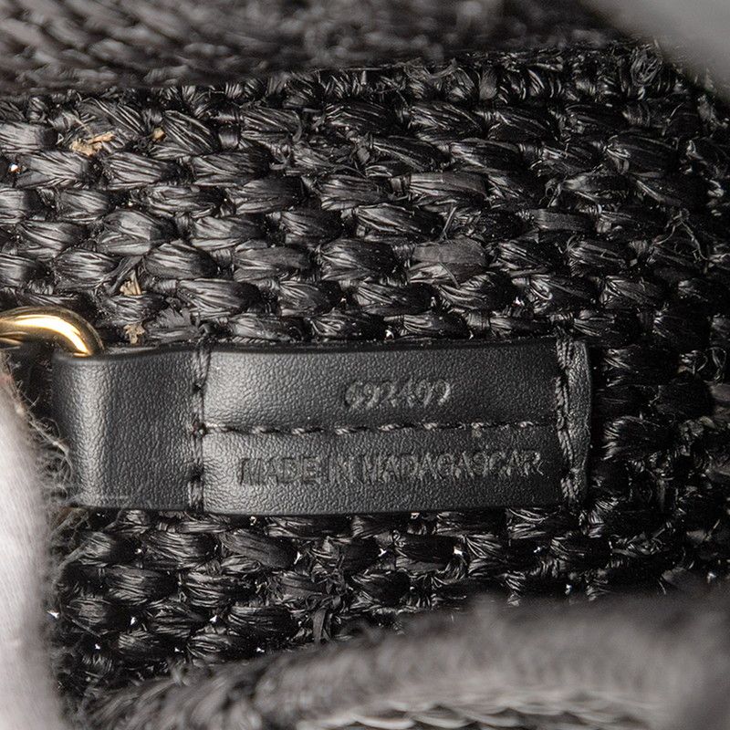 Loewe Font Tote Mini Shoulder Bag 2-Way Black Raffia Leather — view 6