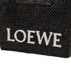Loewe Font Tote Mini Shoulder Bag 2-Way Black Raffia Leather — view 5