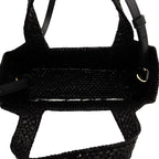 Loewe Font Tote Mini Shoulder Bag 2-Way Black Raffia Leather — view 4