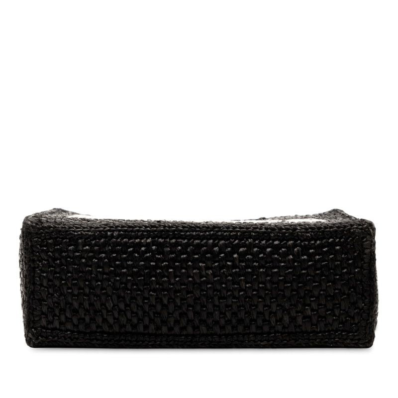 Loewe Font Tote Mini Shoulder Bag 2-Way Black Raffia Leather — view 3