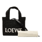 Loewe Font Tote Mini Shoulder Bag 2-Way Black Raffia Leather — view 7