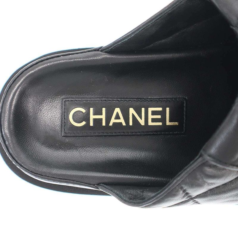 Chanel CC Turnlock Quilted Leather Mule Shoes Black 36 — view 5