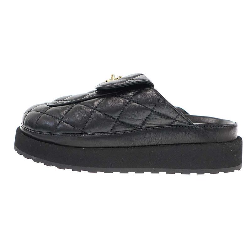 Chanel CC Turnlock Quilted Leather Mule Shoes Black 36 — view 2