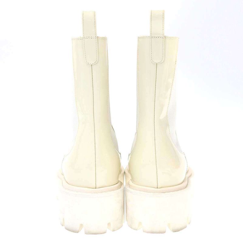 Chanel Coco Mark Toe Side Gore Patent Leather Boots White 36 1 2 — view 3