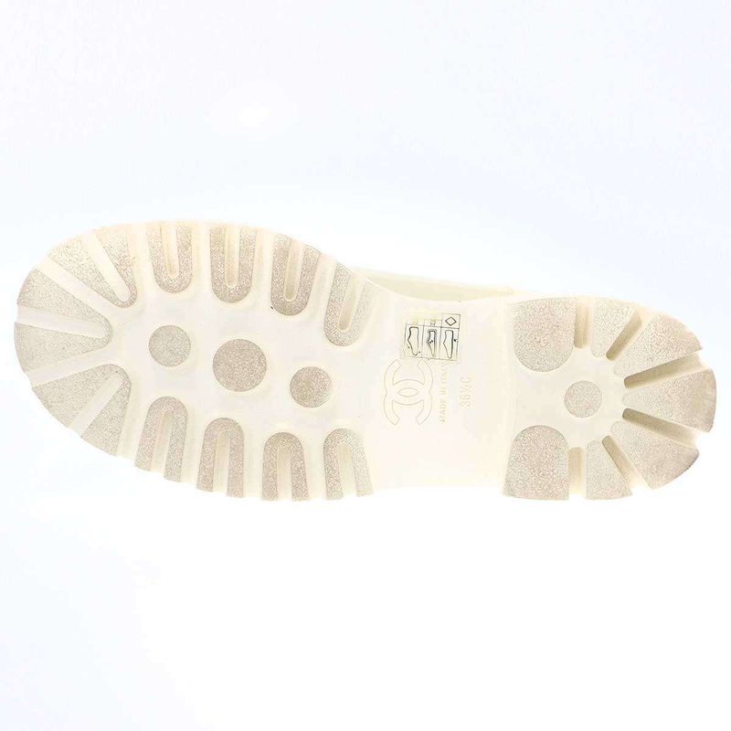 Chanel Coco Mark Toe Side Gore Patent Leather Boots White 36 1 2 — view 4
