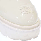Chanel Coco Mark Toe Side Gore Patent Leather Boots White 36 1 2 — view 8
