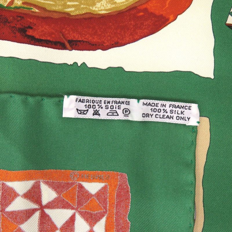 Hermes Carre 90 Persona Silk Green Orange Red Scarf 0105 — view 3