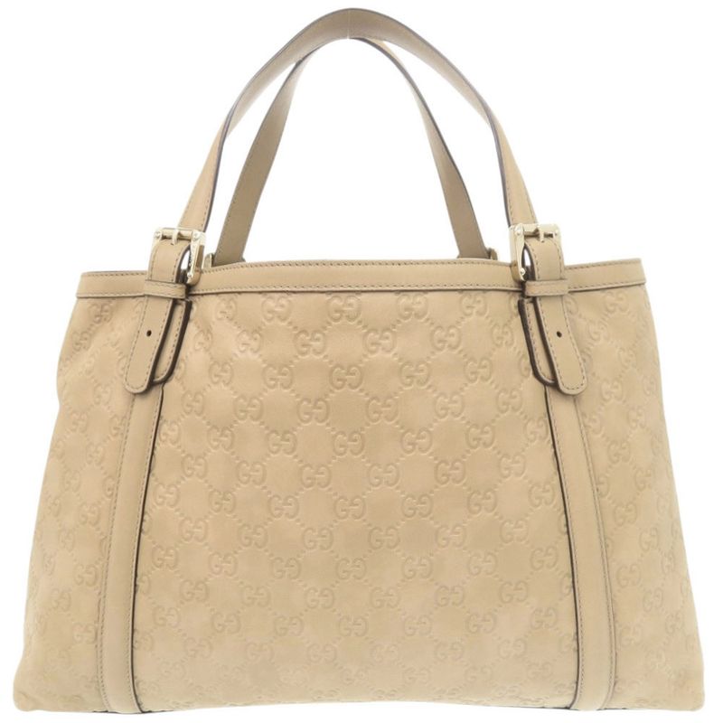 Gucci Guccissima GG Logo Leather Beige Tote Handbag 0245 — view 2