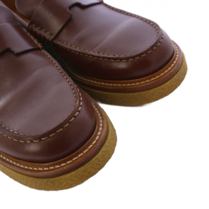 Hermes Dublin Loafers Cles Peep Sole Leather 41 Brown KH — view 4