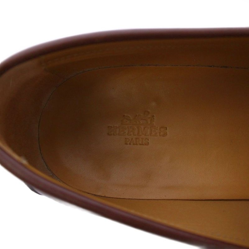 Hermes Dublin Loafers Cles Peep Sole Leather 41 Brown KH — view 7