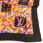 Louis Vuitton Scarf Silk Black Orange Multicolor Monogram Large Size Small Lady — view 2
