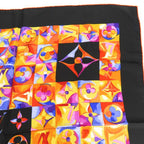 Louis Vuitton Scarf Silk Black Orange Multicolor Monogram Large Size Small Lady — view 4