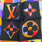 Louis Vuitton Scarf Silk Black Orange Multicolor Monogram Large Size Small Lady — view 6