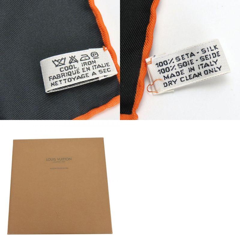 Louis Vuitton Scarf Silk Black Orange Multicolor Monogram Large Size Small Lady — view 9