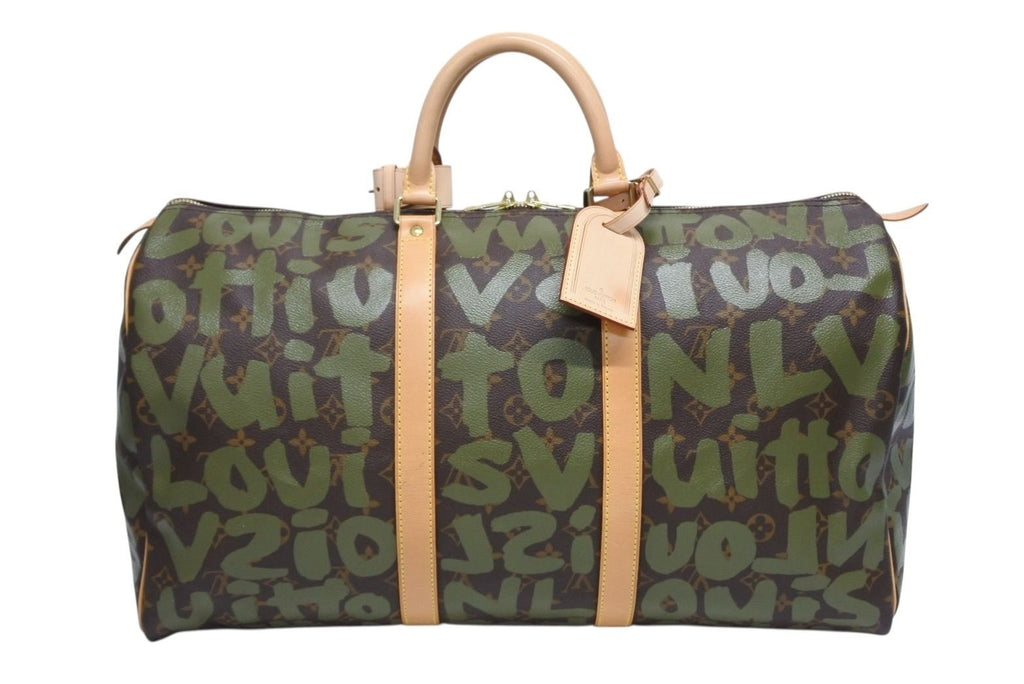 Louis Vuitton Monogram Graffiti Keepall 50 Brown Khaki Gold