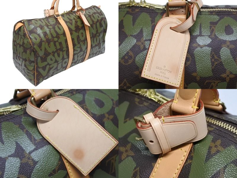Louis Vuitton Monogram Graffiti Keepall 50 Brown Khaki Gold — view 3