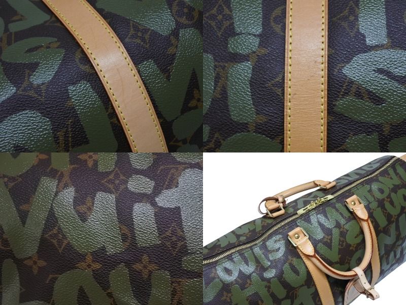 Louis Vuitton Monogram Graffiti Keepall 50 Brown Khaki Gold — view 7