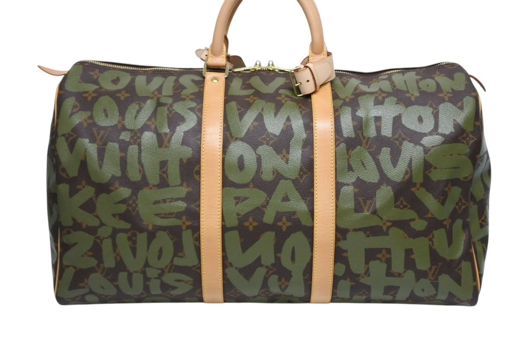 Louis Vuitton Monogram Graffiti Keepall 50 Brown Khaki Gold — view 2