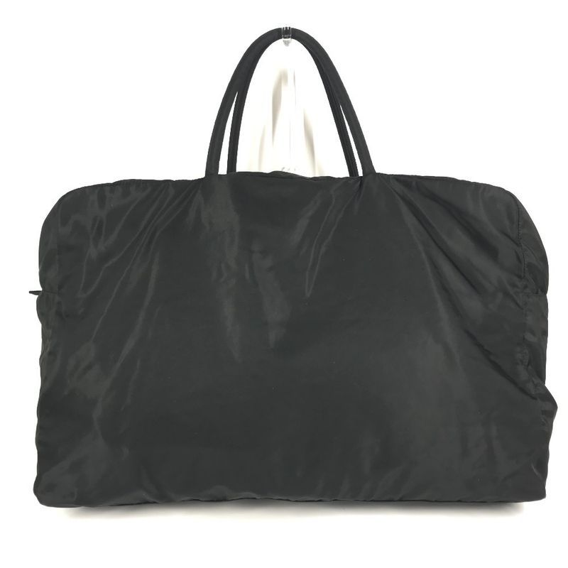 Prada Boston Bag Triangle Logo Plate Nylon Black — view 2