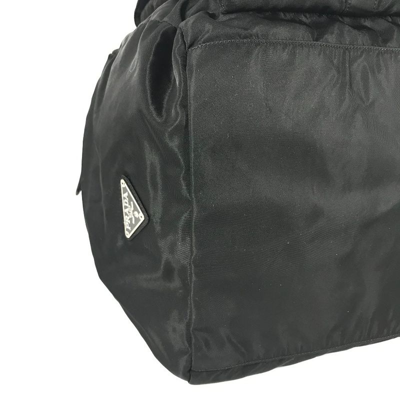 Prada Boston Bag Triangle Logo Plate Nylon Black — view 6