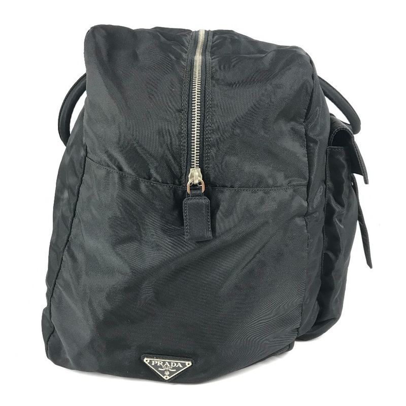 Prada Boston Bag Triangle Logo Plate Nylon Black — view 3