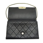 Chanel Shoulder Logo Plate Chain Lambskin Black Bag — view 4