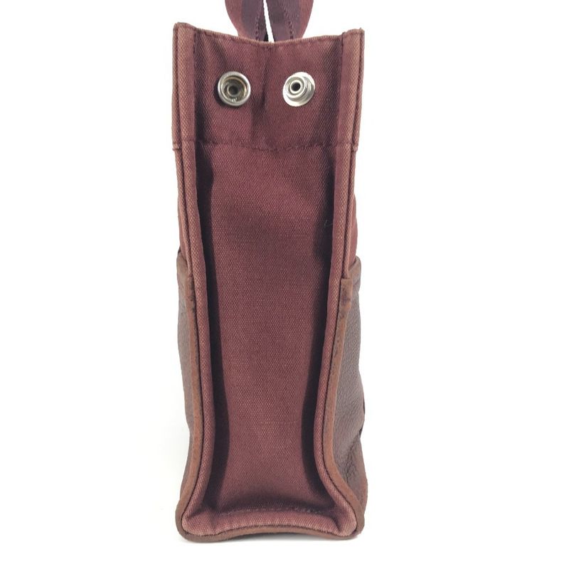 Hermes Handbag Fourre Tout PM Leather Canvas Wine Red — view 3