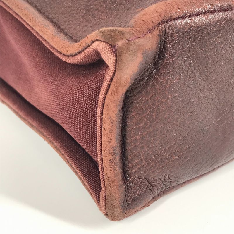 Hermes Handbag Fourre Tout PM Leather Canvas Wine Red — view 6