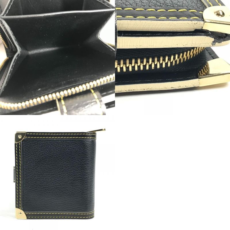 Louis Vuitton Bifold Wallet Compact Zip Suhali Leather Noir Black — view 9