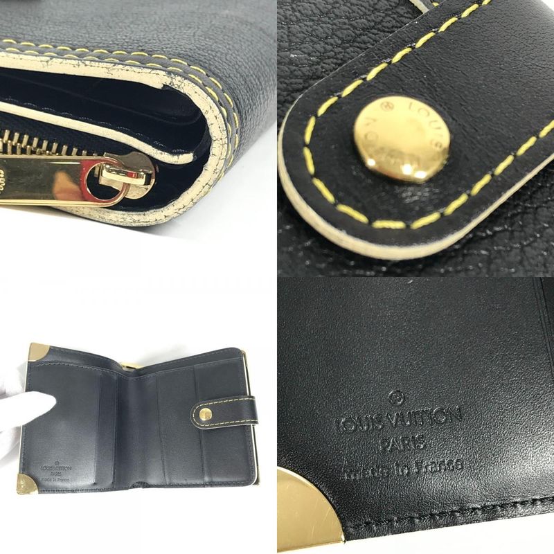Louis Vuitton Bifold Wallet Compact Zip Suhali Leather Noir Black — view 7