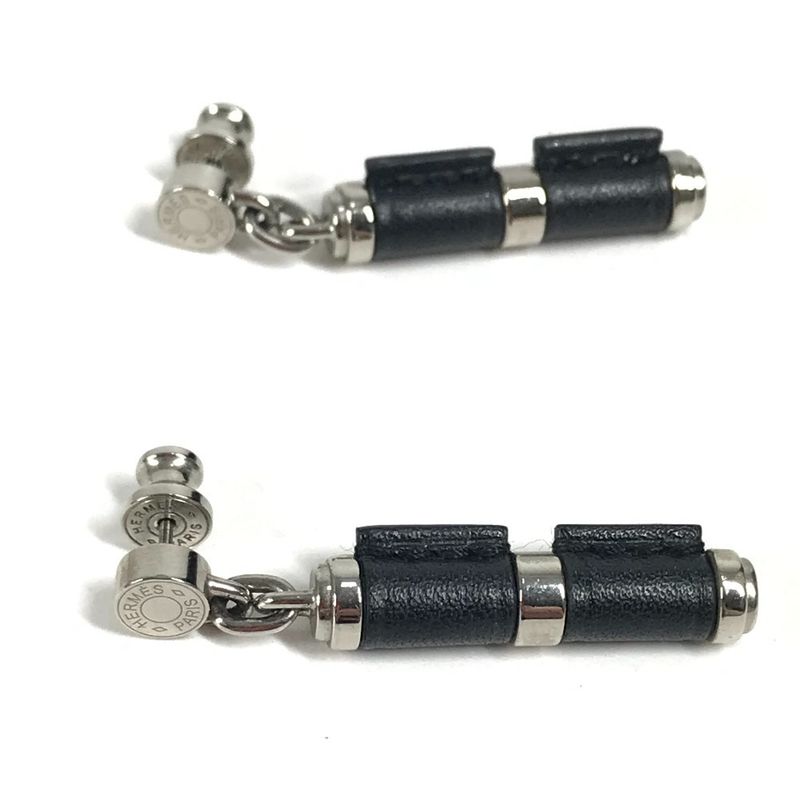 Hermes Earrings Charniere PM Swift Black — view 6