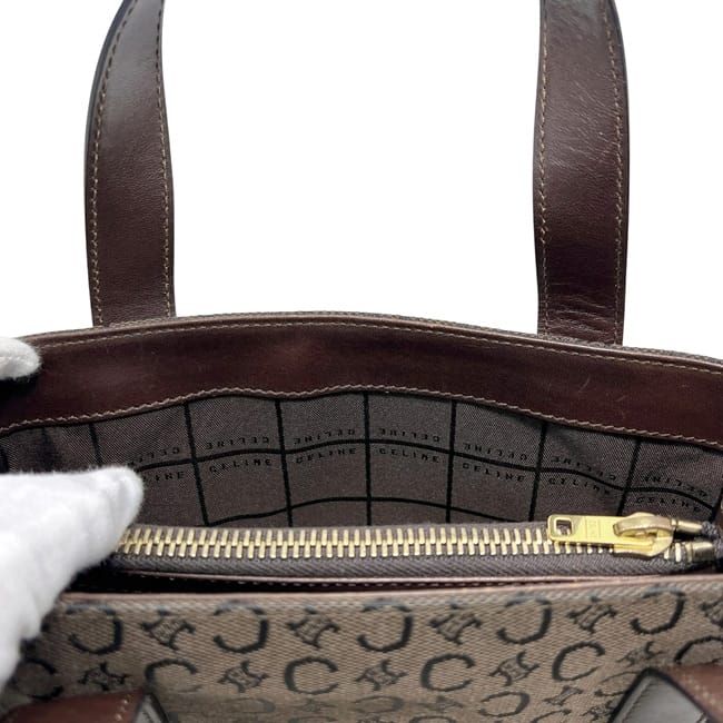 Celine Handbag Brown C Macadam Canvas Leather — view 6