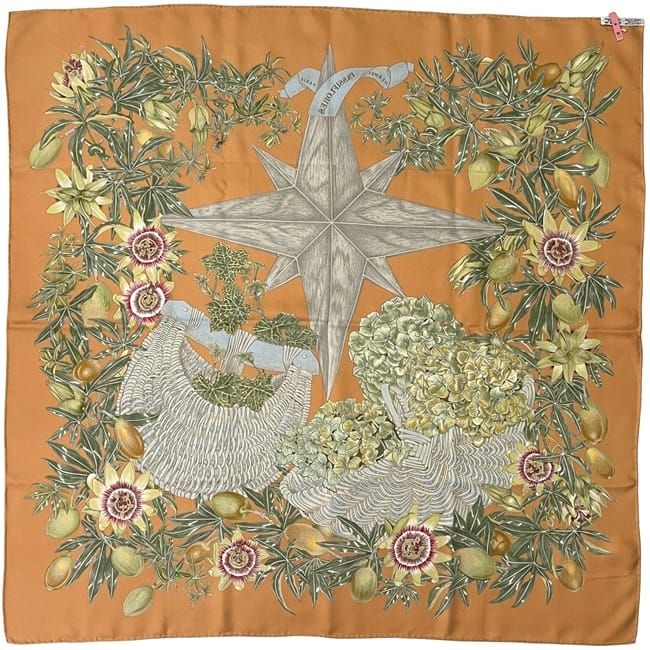 Hermes Scarf Carre 90 Orange Beige Pass Iflores — view 2