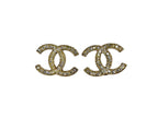 Chanel CC Logo Earrings Metal Rhinestone Gold Clear — view 2