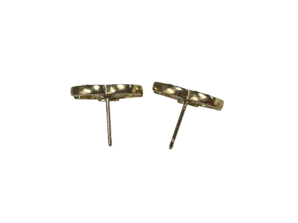 Chanel CC Logo Earrings Metal Rhinestone Gold Clear — view 5