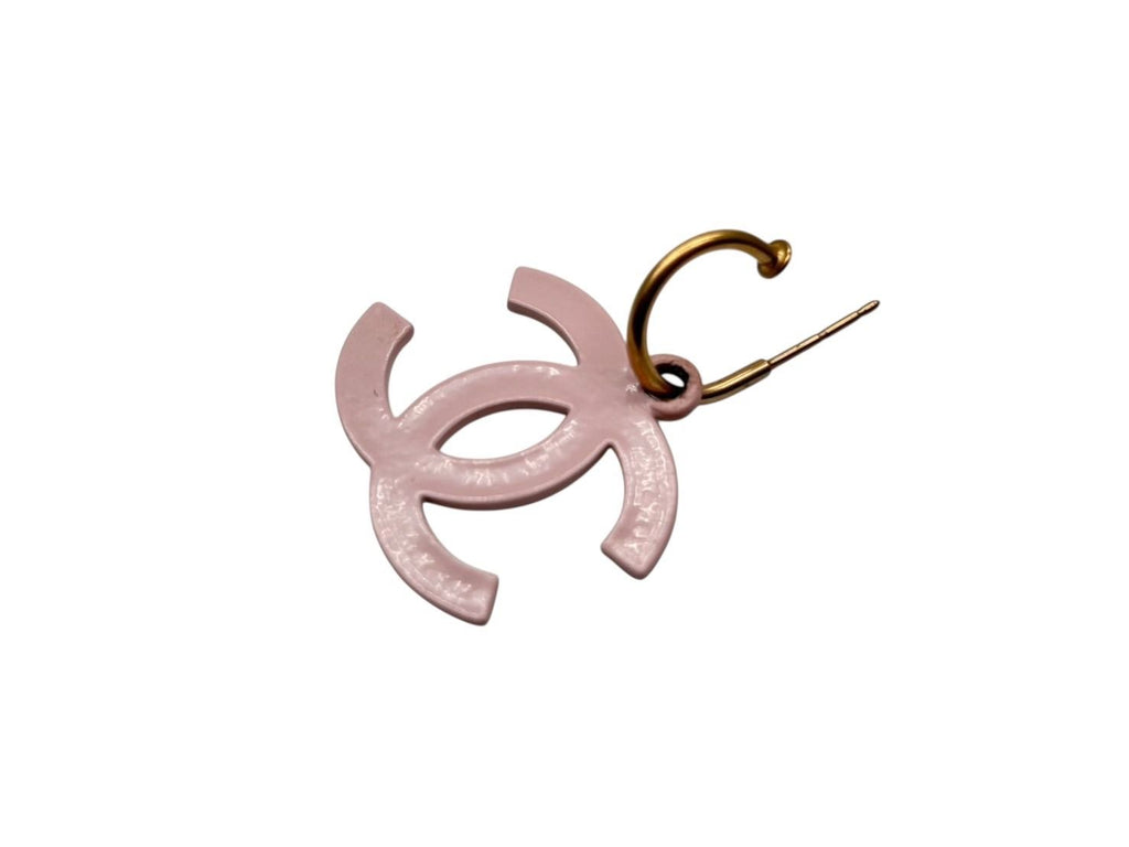 Chanel CC Logo Swing Hook Earrings 03 Pink Gold — view 3