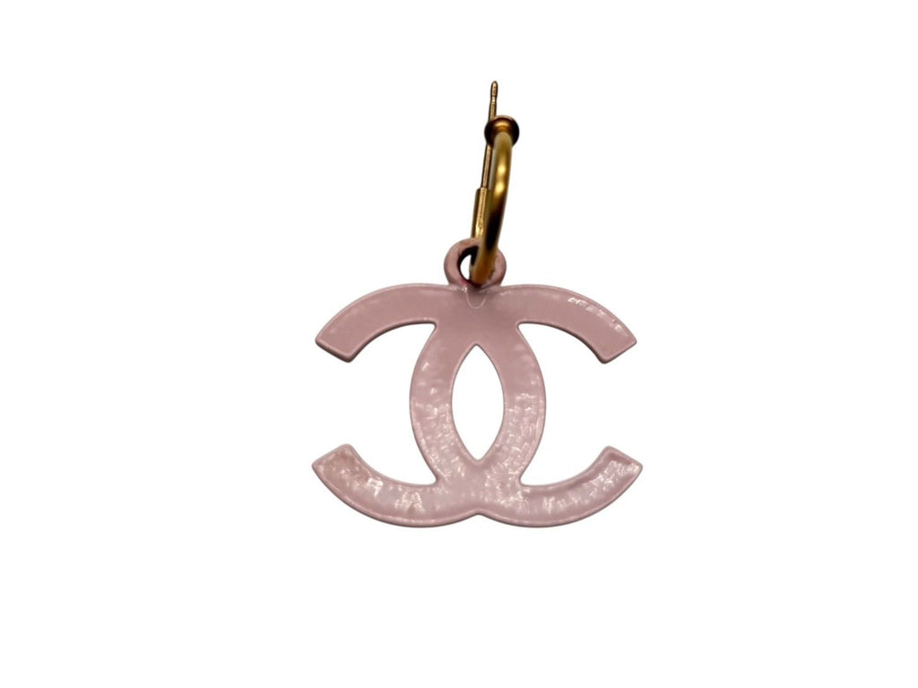 Chanel CC Logo Swing Hook Earrings 03 Pink Gold — view 2