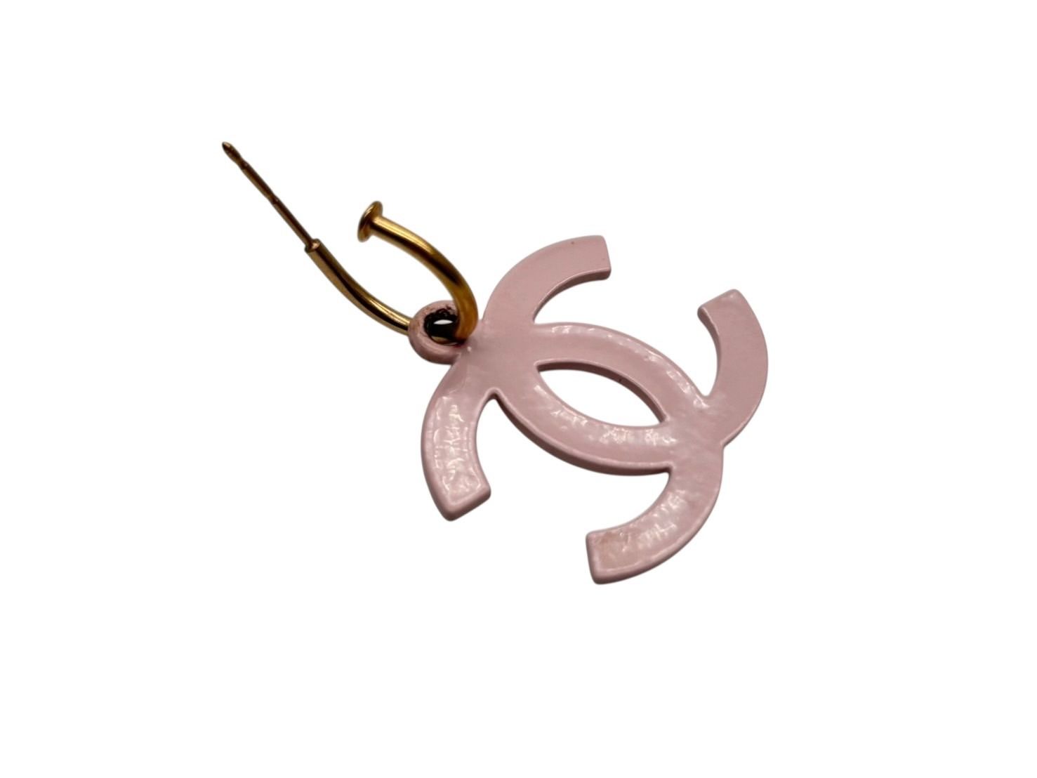 Chanel CC Logo Swing Hook Earrings 03 Pink Gold — view 4