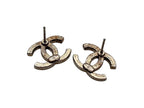 Chanel CC Logo Silver Rhinestone Earrings — view 4