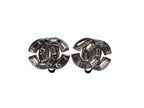 Chanel CC Logo Rhinestone Silver Earrings 01