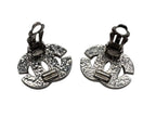 Chanel CC Logo Rhinestone Silver Earrings 01 — view 7