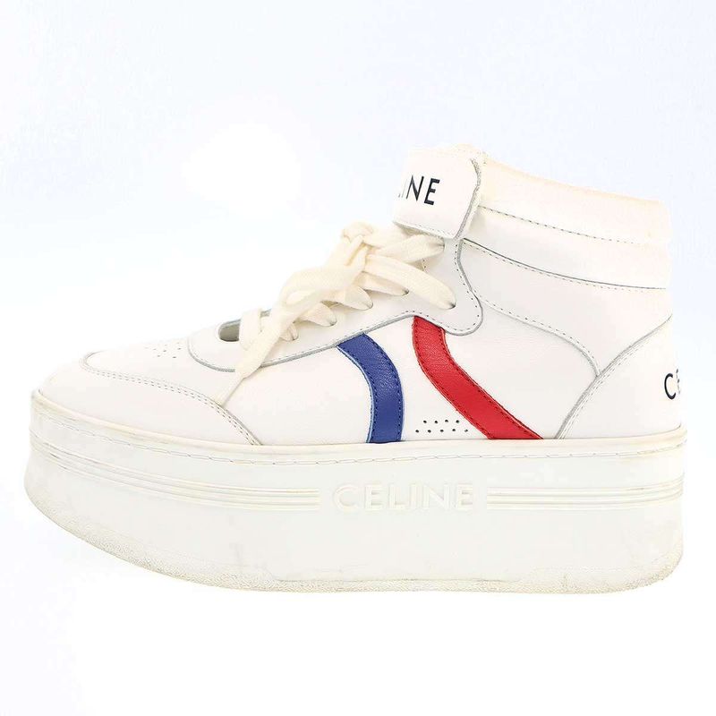 Celine High Cut Lace Up Block Sneakers Rm1212 White 36 — view 2