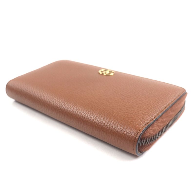 Gucci Bamboo GG Marmont Round Zipper Leather Wallet Long Brown — view 4