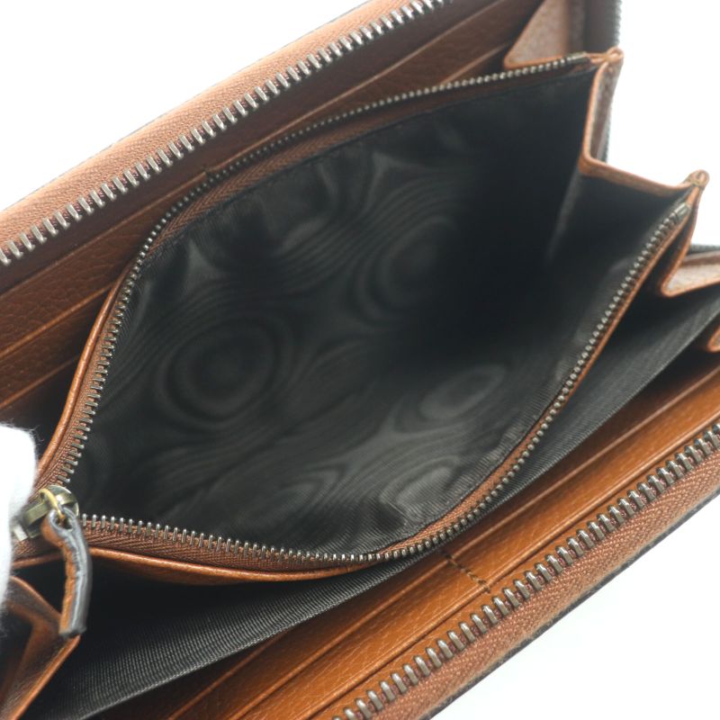 Gucci Bamboo GG Marmont Round Zipper Leather Wallet Long Brown — view 6