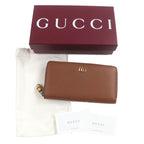 Gucci Bamboo GG Marmont Round Zipper Leather Wallet Long Brown — view 2