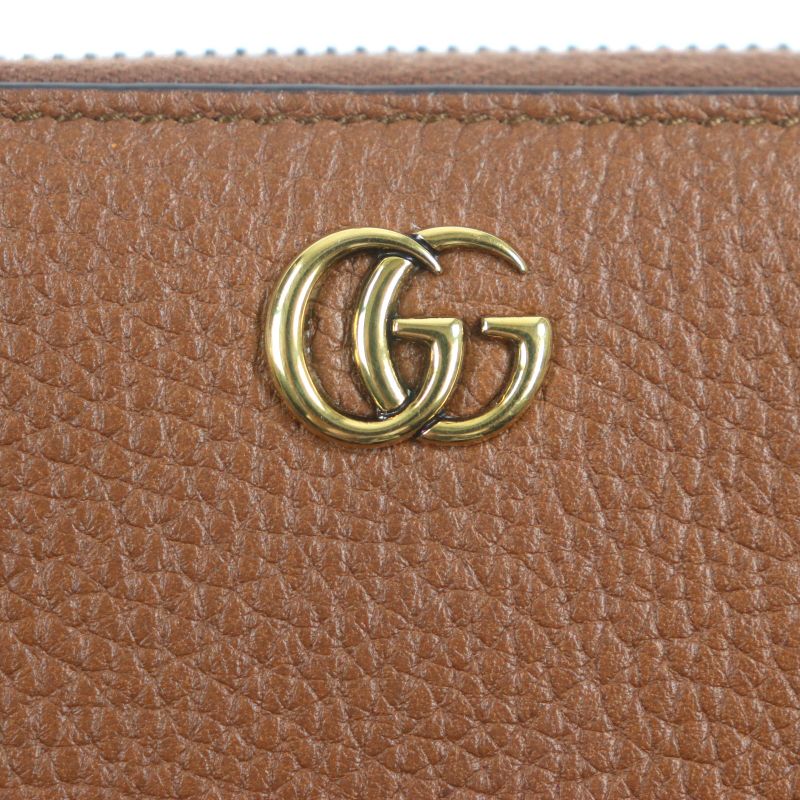 Gucci Bamboo GG Marmont Round Zipper Leather Wallet Long Brown — view 7