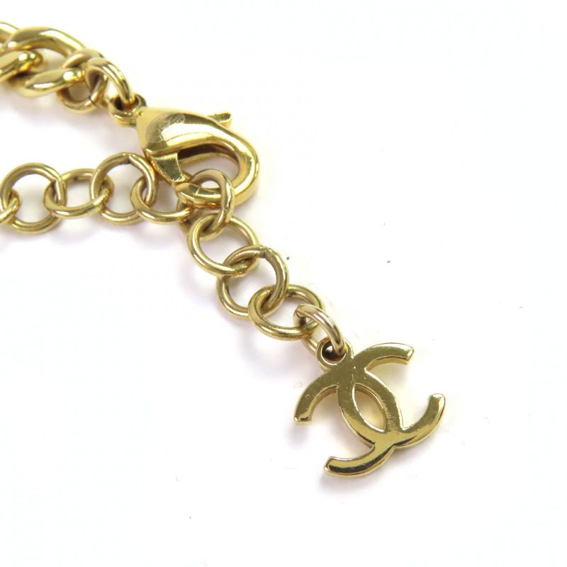 Chanel C24 C Coco Mark Star Lame Pearl Choker Necklace Accessory Gold White — view 7