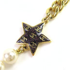 Chanel C24 C Coco Mark Star Lame Pearl Choker Necklace Accessory Gold White — view 4