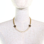 Chanel C24 C Coco Mark Star Lame Pearl Choker Necklace Accessory Gold White — view 3