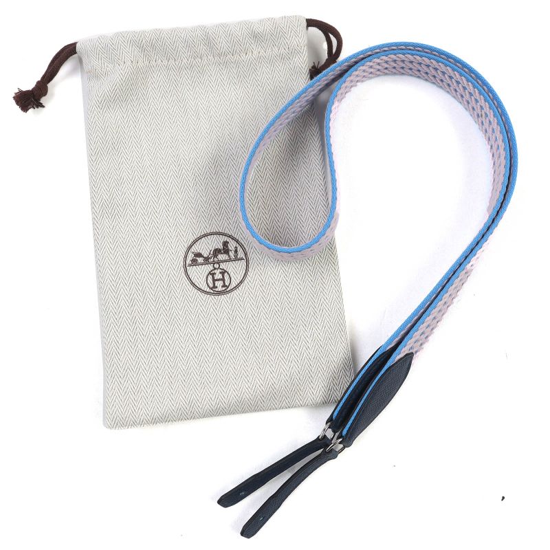 Hermes Caval Togo 25 mm Canvas Leather Silver Hardware Shoulder Strap — view 2